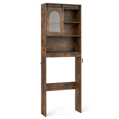 Over the Toilet Storage Cabinet with Toilet Paper Holder-Rustic Brown