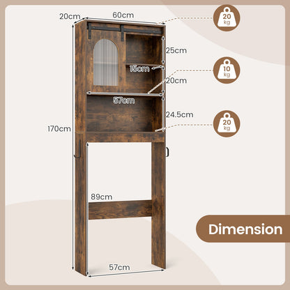 Over the Toilet Storage Cabinet with Toilet Paper Holder-Rustic Brown