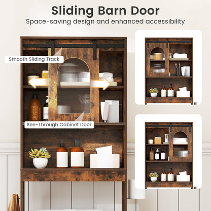 Over the Toilet Storage Cabinet with Toilet Paper Holder-Rustic Brown