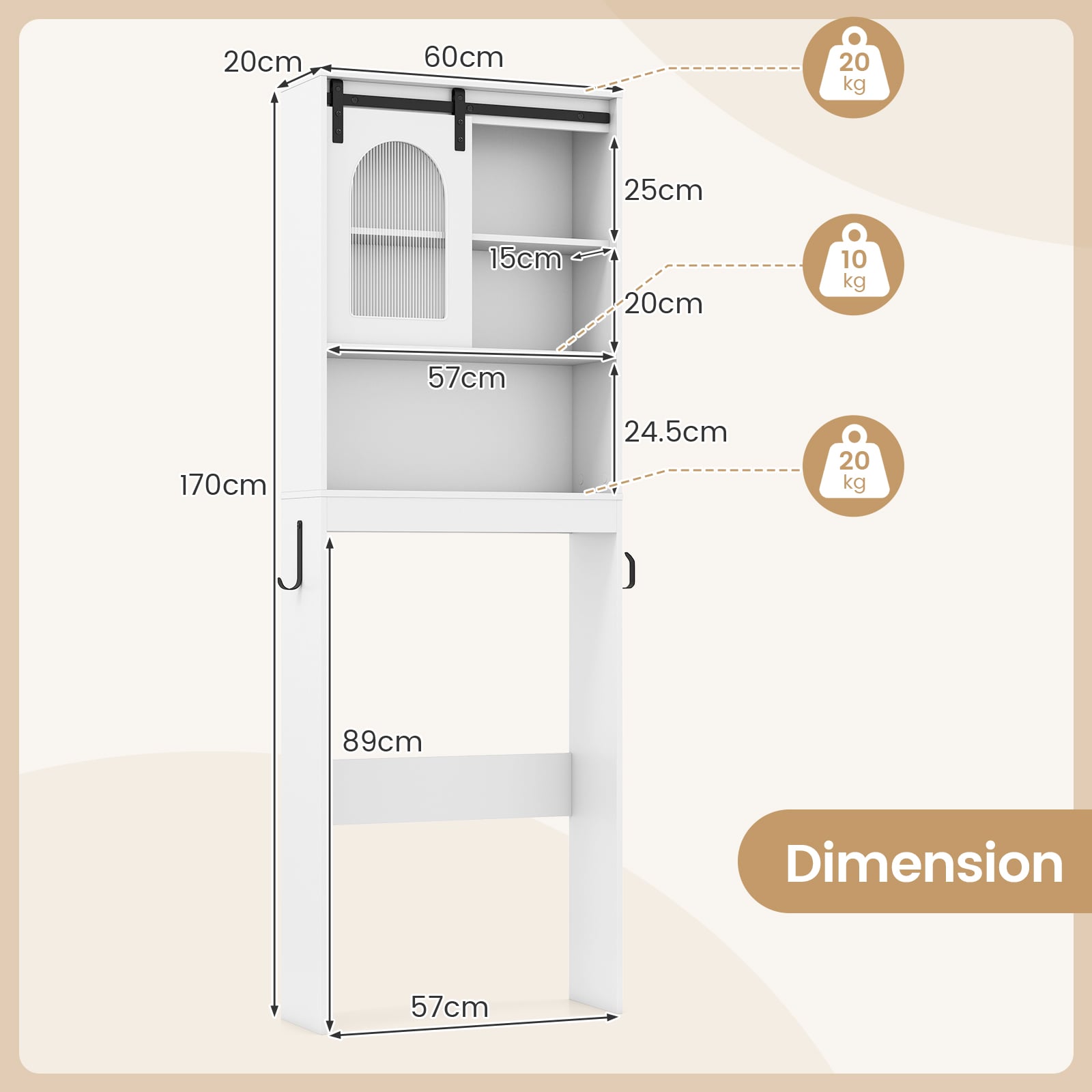 Over the Toilet Storage Cabinet with Toilet Paper Holder-White