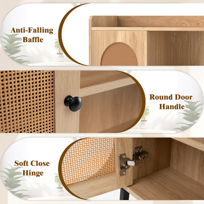 Over The Toilet Storage Cabinet with Sturdy Metal Frame and Adjustable Shelf-Natural