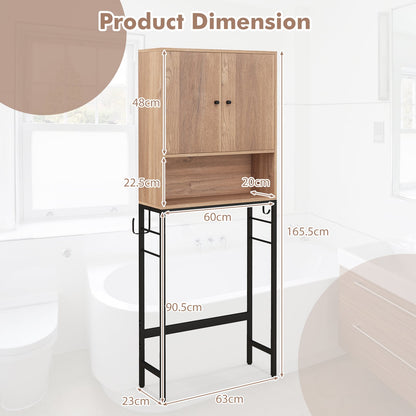 Over The Toilet Storage Cabinet with 2 Doors and Adjustable Shelf-Natural