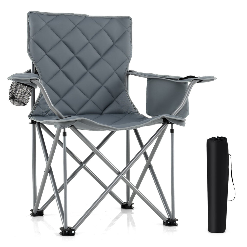 Oversized Camping Chair Heavy Duty Outdoor Folding Chair-Grey