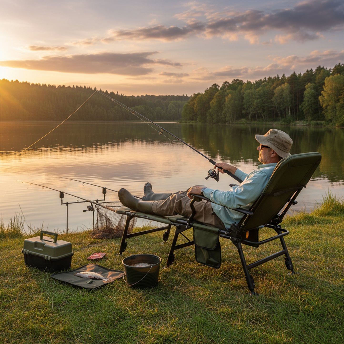 Oversized Foldable Fishing Chair for Adults All-Terrain Camping Chair-Green