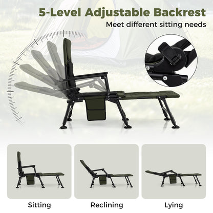 Oversized Foldable Fishing Chair for Adults All-Terrain Camping Chair-Green