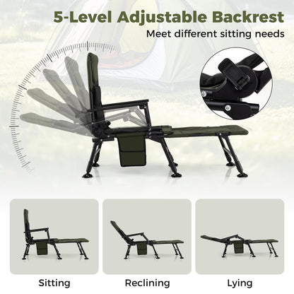 Oversized Foldable Fishing Chair for Adults All-Terrain Camping Chair-Green
