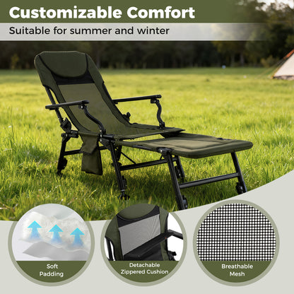 Oversized Foldable Fishing Chair for Adults All-Terrain Camping Chair-Green