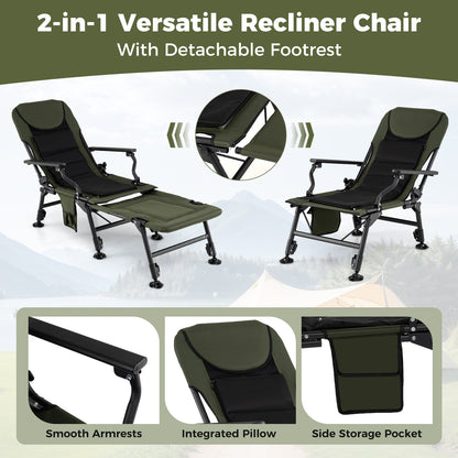 Oversized Foldable Fishing Chair for Adults All-Terrain Camping Chair-Green