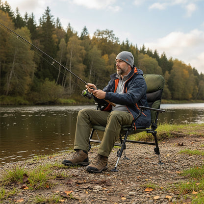 Oversized Foldable Fishing Chair for Adults Heavy Duty All-Terrain Camping Chair-Green