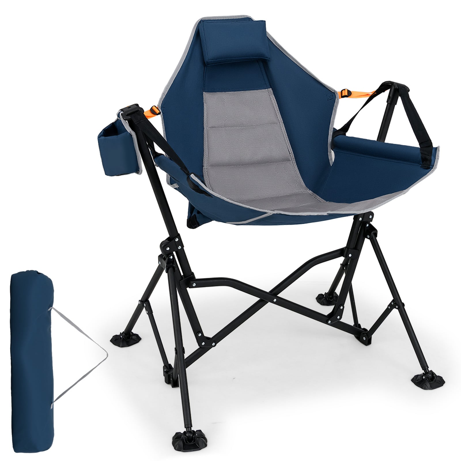Oversized Hammock Camping Chair with Cup Holder-Blue