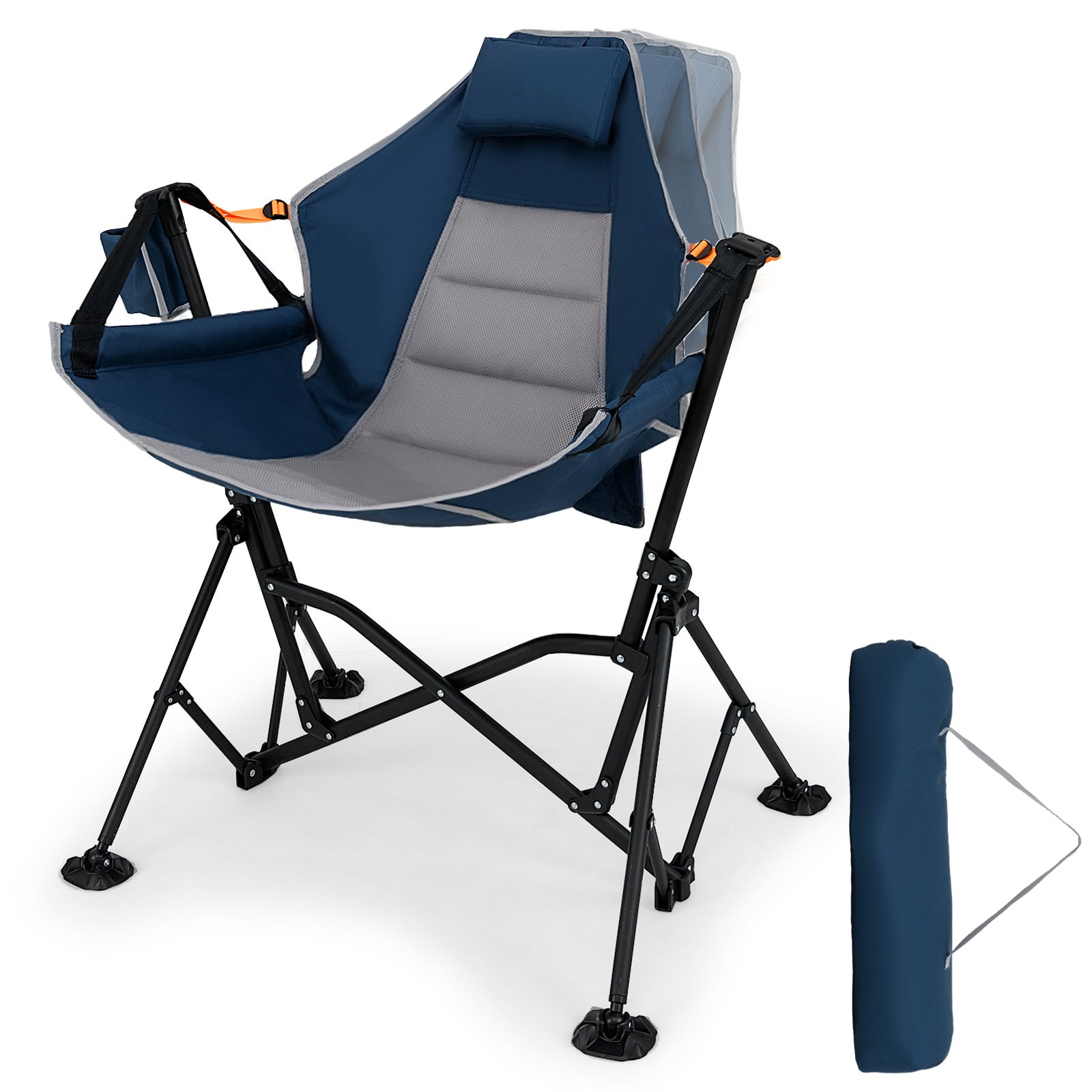 Oversized Hammock Camping Chair with Cup Holder-Blue
