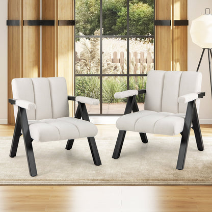 Oversized Accent Chair Upholstered with Metal Frame and Armrests-White