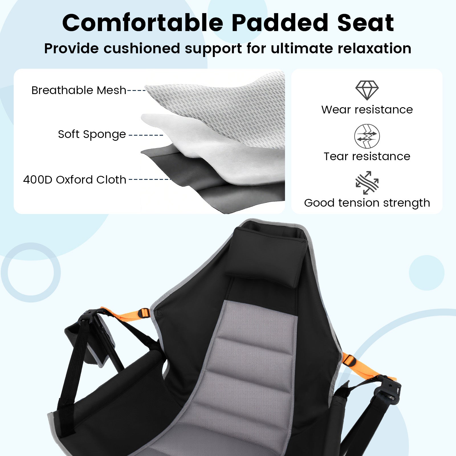 Oversized Hammock Camping Chair with Cup Holder-Black