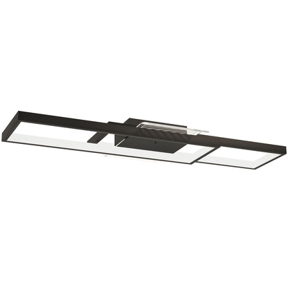 HOMCOM LED Ceiling Light, Modern Dimmable Ceiling Light with Wall Switch & Remote Control, Flush Mount Ceiling Lamp with 3000-6000K Colour Temperatures for Living Room, Bedroom, Black