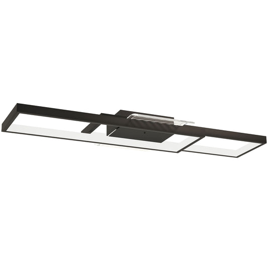 HOMCOM LED Ceiling Light, Modern Dimmable Ceiling Light with Wall Switch & Remote Control, Flush Mount Ceiling Lamp with 3000-6000K Colour Temperatures for Living Room, Bedroom, Black
