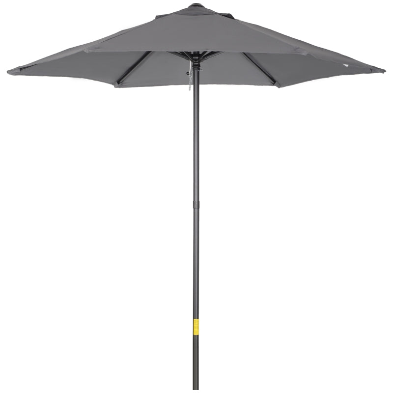 Outsunny 2m Garden Parasol Umbrella, Outdoor Sun Shade with 6 Sturdy Ribs for Balcony, Bench, Garden, Dark Grey