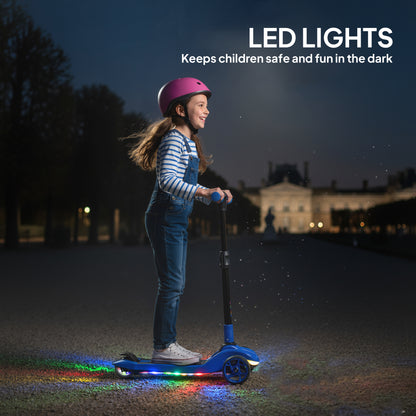AIYAPLAY Three-Wheel Foldable Electric Scooter for Kids Aged 6-10 Years, Blue