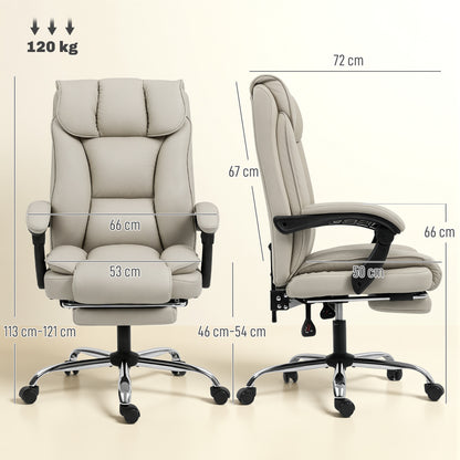 HOMCOM Pet-Friendly Faux Leather Computer Desk Chair, Executive Office Chair with Footrest and Double-Layer Padding, Khaki