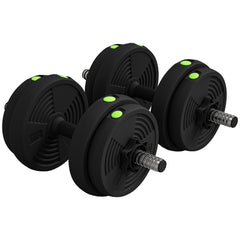 SPORTNOW Adjustable Weight Barbell & Dumbbells Set Free Weights Strength Muscle Exercise Home Gym Training, Black and Green