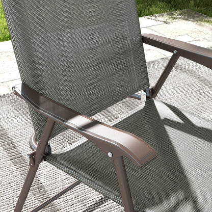 Outsunny Set of Two Folding Garden Chairs, with Fabric Mesh Seats - Dark Grey