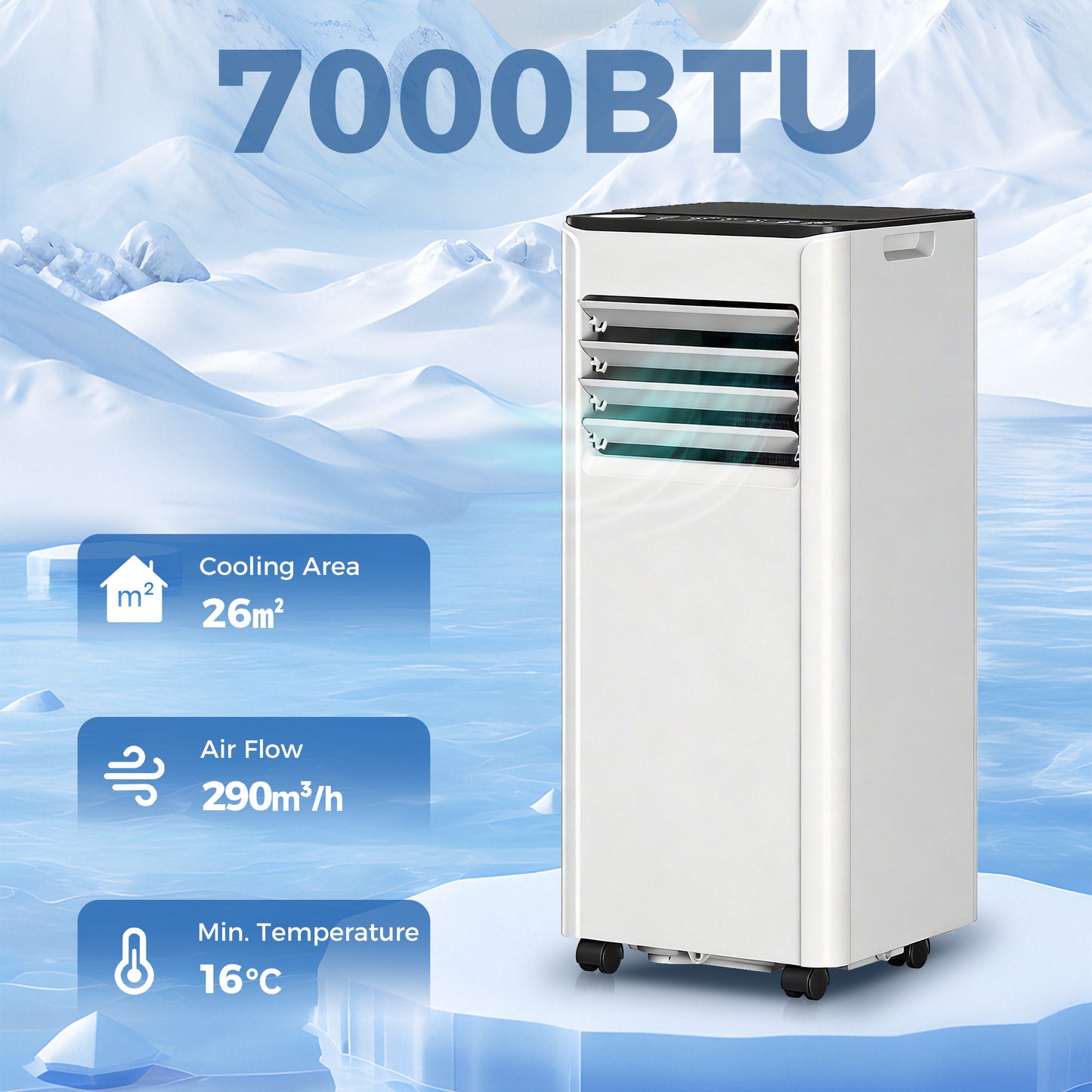 HOMCOM Portable Air Conditioner 7000 BTU, 4-in-1 AC Unit with Cool, Dehumidifier, Fan, Sleep Mode, WiFi Voice Remote Control