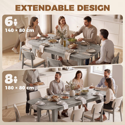 HOMCOM Extendable Oval Dining Table for 4-6, Modern Expandable Kitchen Table, Round Edges, Grey Wood Effect
