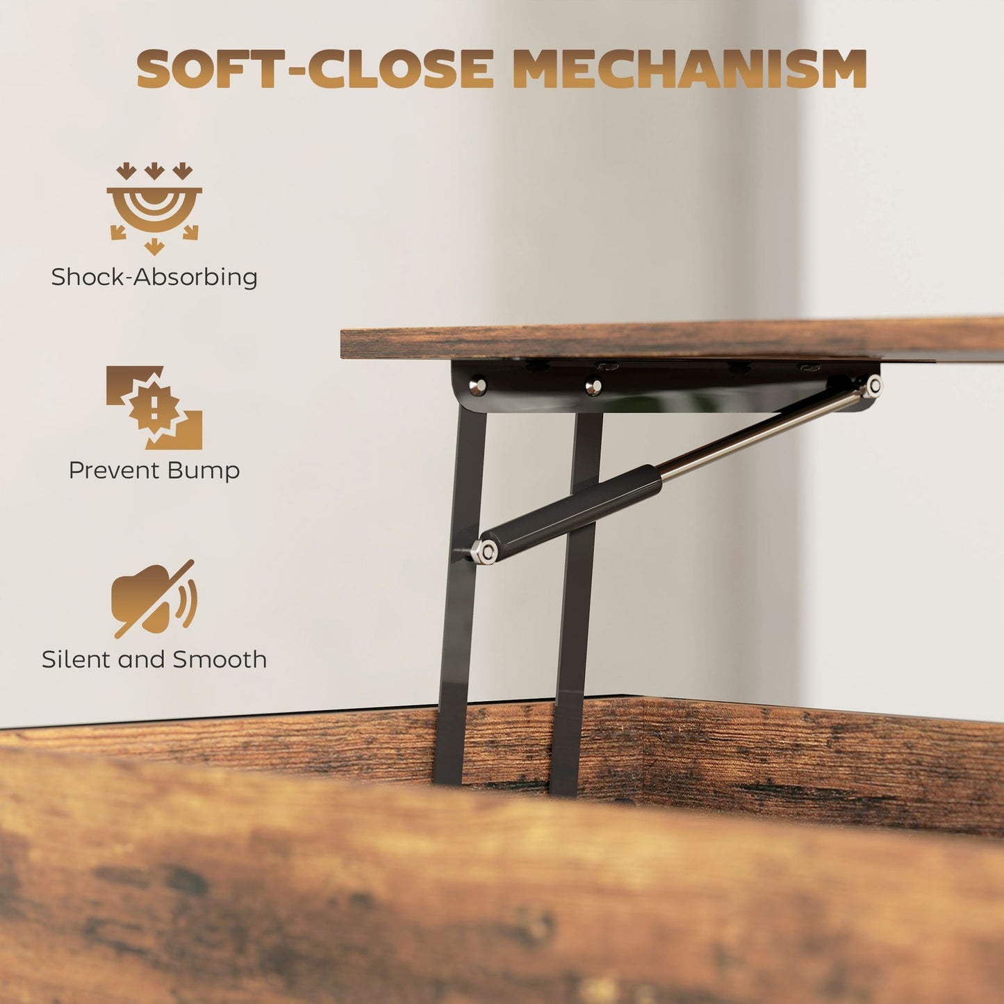 HOMCOM Lift-Top Coffee Table, with Storage - Rustic Brown