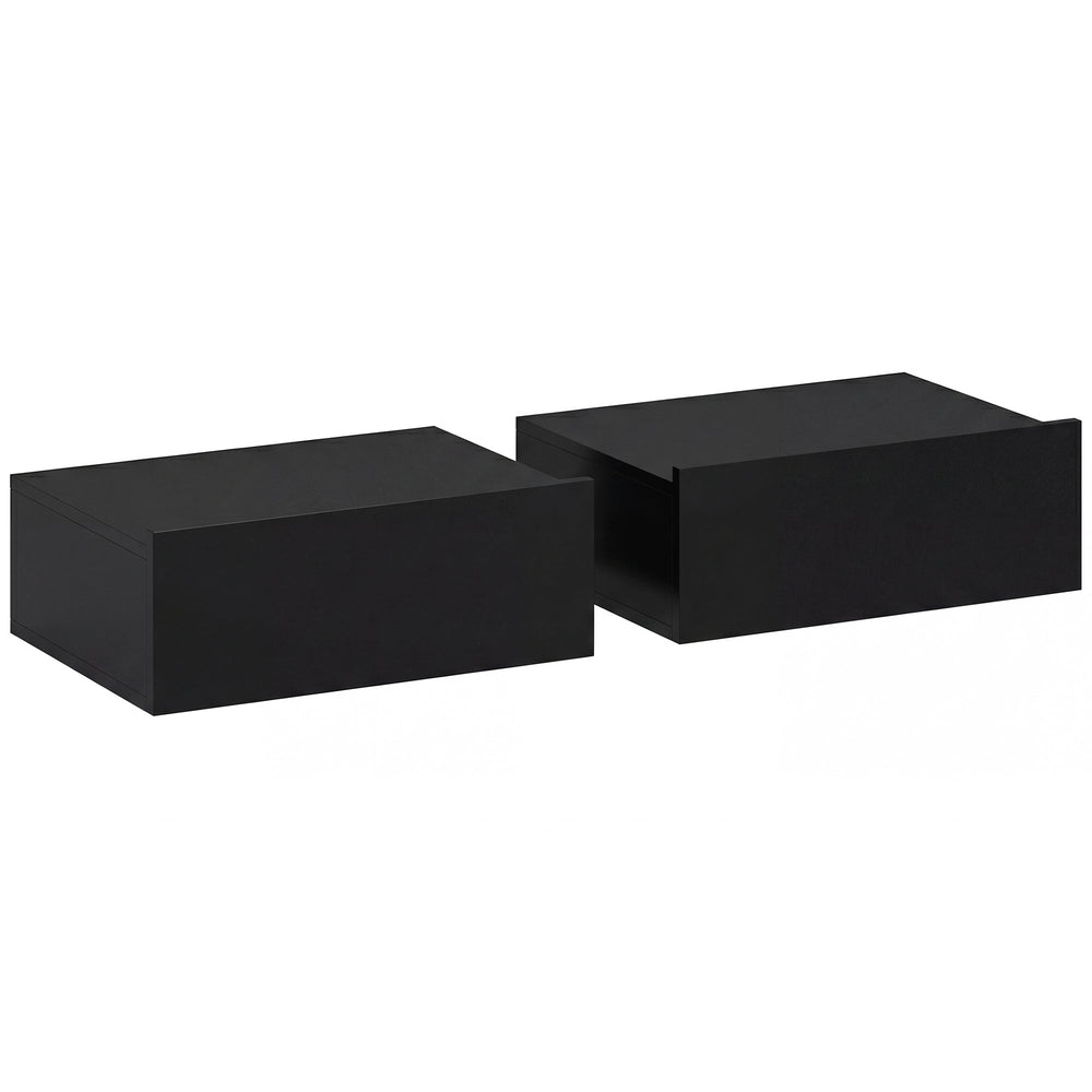 HOMCOM Floating Bedside Table Set of 2, Wall-Mounted Nightstand with Storage Drawer, Small Side End Table for Bedroom, Black