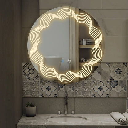 kleankin LED Bathroom Mirror with Lights, Dimming Lighted Bathroom Mirror, Wall Mounted Vanity Mirror with 3 Colour, Smart Touch, Anti-Fog, 70cm