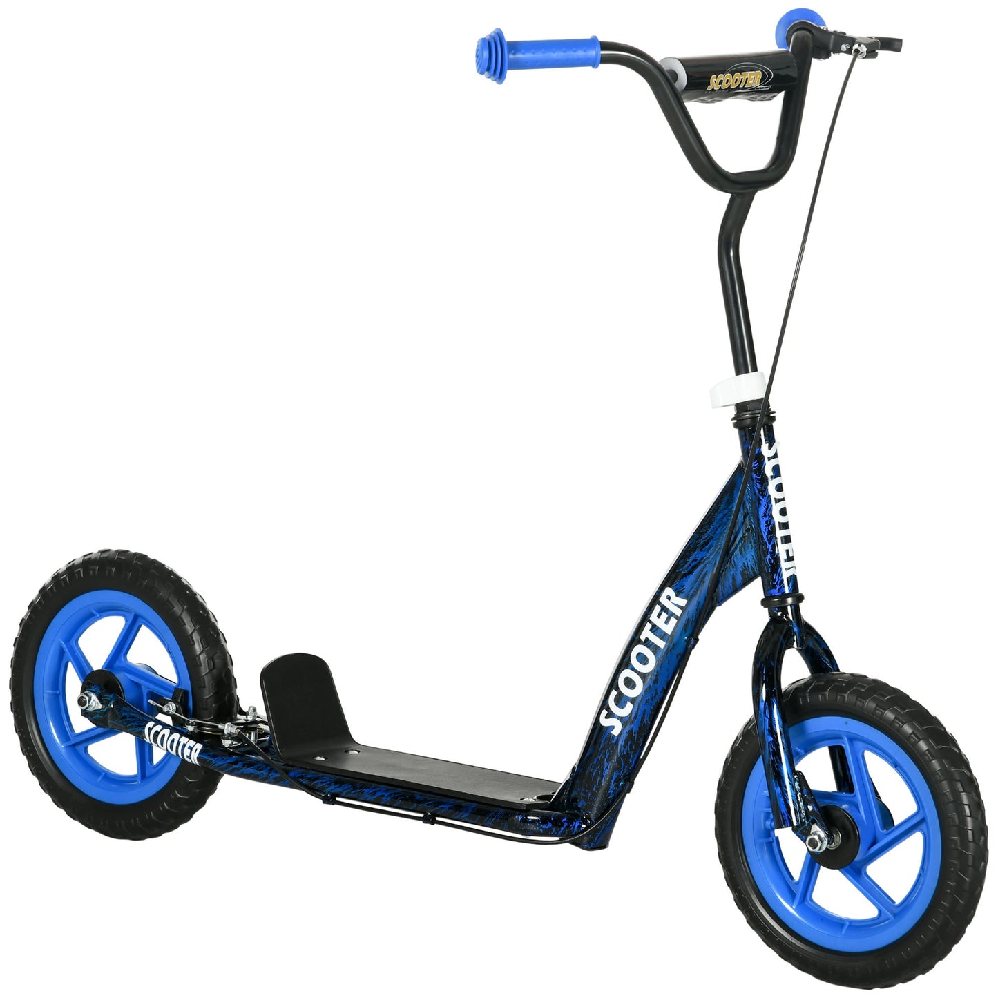 AIYAPLAY Kids Scooter with Adjustable Handlebar, Children's Kick Scooter with Non-slip Footplate, Rear Brake, Kickstand, Blue