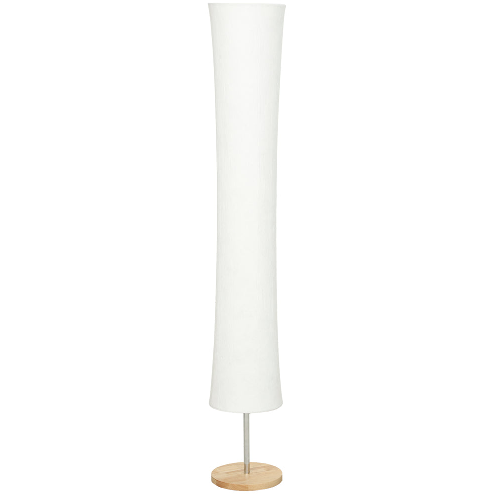 HOMCOM LED Floor Lamp, 152 cm Modern Dimmable Standing Lamp with Paper Shade, Pine Wood Base, White