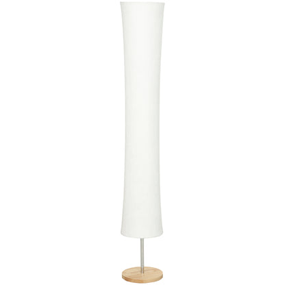 HOMCOM LED Floor Lamp, 152 cm Modern Dimmable Standing Lamp with Paper Shade, Pine Wood Base, White