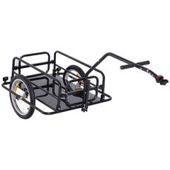 HOMCOM Bike Cargo Trailer Bicycle Trailer Cargo Storage Cart w/ Hitch Cycling Camping Luggage Storage Carrier Transport Steel Black