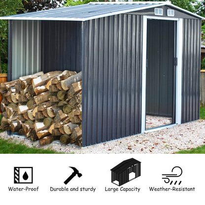 10.8 ft H Steel Garden Storage Bike Shed with Gable Roof Top Air Circulation Design