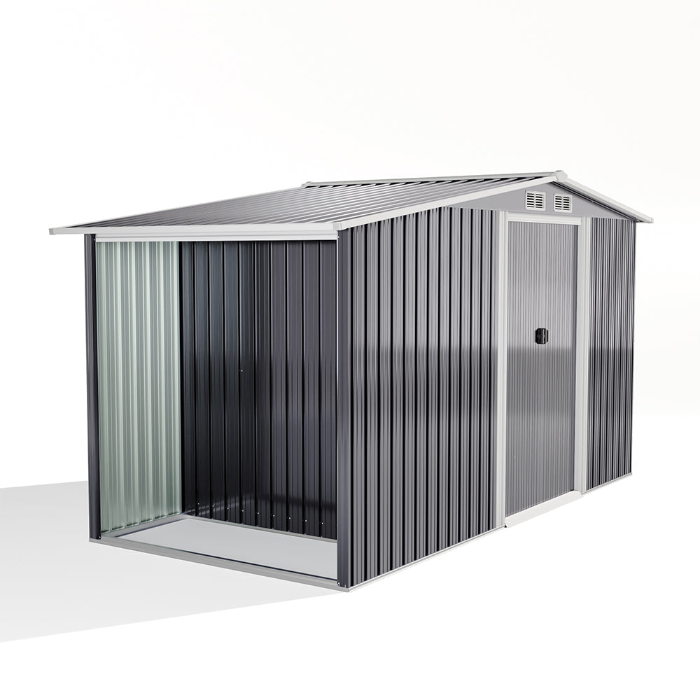 10.8 ft H Steel Garden Storage Bike Shed with Gable Roof Top Air Circulation Design