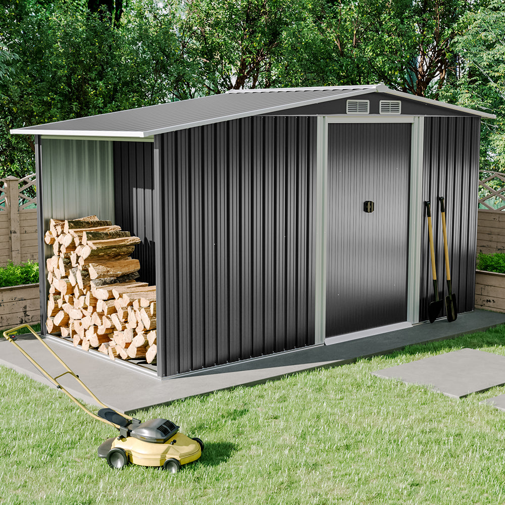 10.8 ft H Steel Garden Storage Bike Shed with Gable Roof Top Air Circulation Design