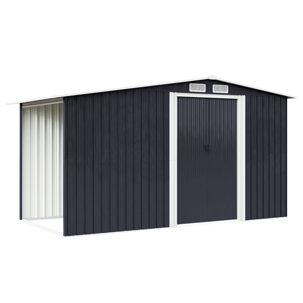 10.8 ft H Steel Garden Storage Bike Shed with Gable Roof Top Air Circulation Design