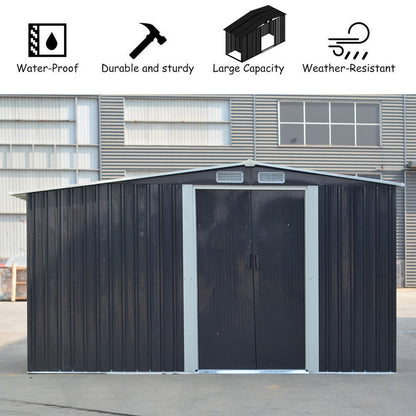 10.8 ft H Steel Garden Storage Bike Shed with Gable Roof Top Air Circulation Design