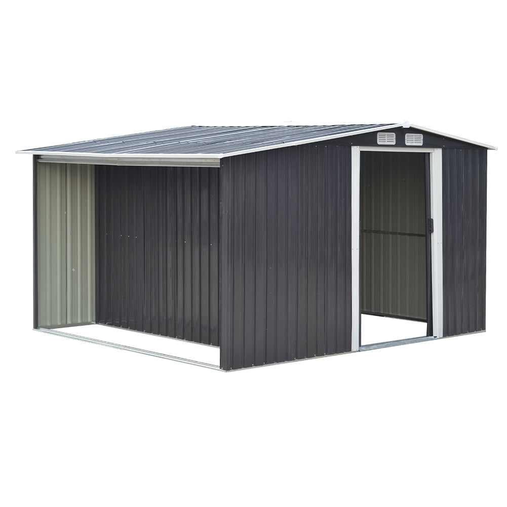 10.8 ft H Steel Garden Storage Bike Shed with Gable Roof Top Air Circulation Design