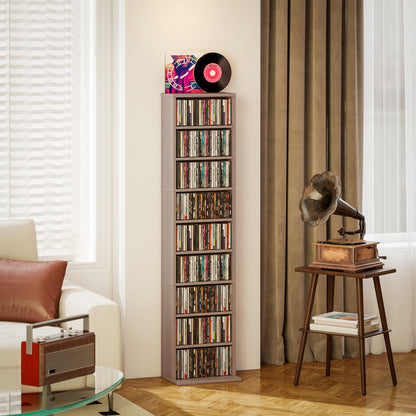 HOMCOM 260 Narrow CD Storage Unit - Natural Wood Finish