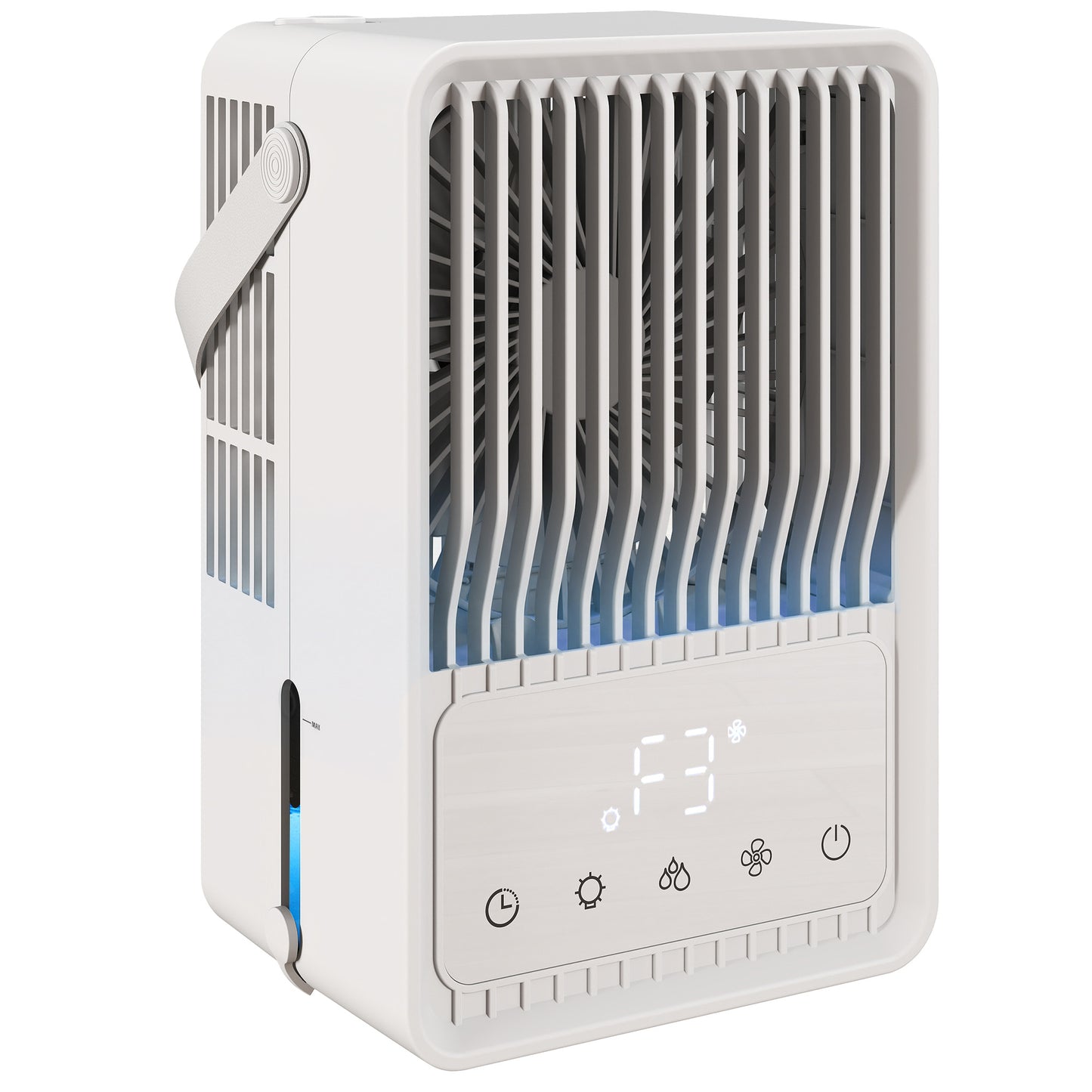 HOMCOM Desk Fan with Humidifier and RGB Light Portable Table Fan with 550ml Water Tank White