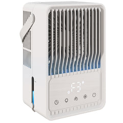 HOMCOM Desk Fan with Humidifier and RGB Light Portable Table Fan with 550ml Water Tank White