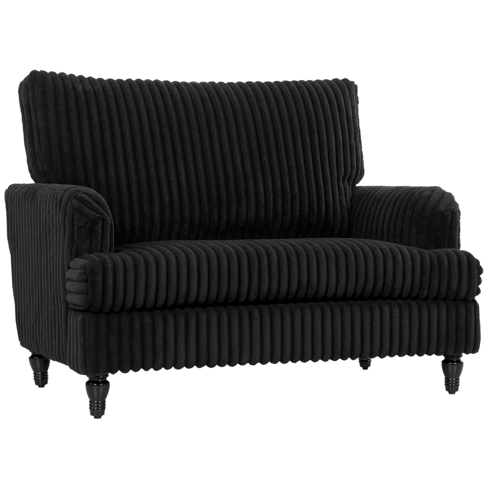 HOMCOM Corduroy Single Sofa Armchair, Modern Accent Chair with Stripes, Turned Legs and Wide Seat, Black