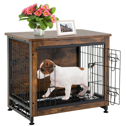 Furniture Style Dog Crate with Double Doors-Brown