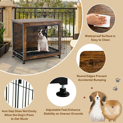 Furniture Style Dog Crate with Double Doors-Brown