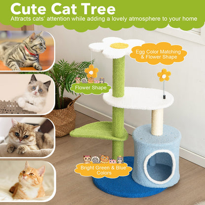 4-Tier Modern Cat Tree Tower for Indoor Cats-Blue