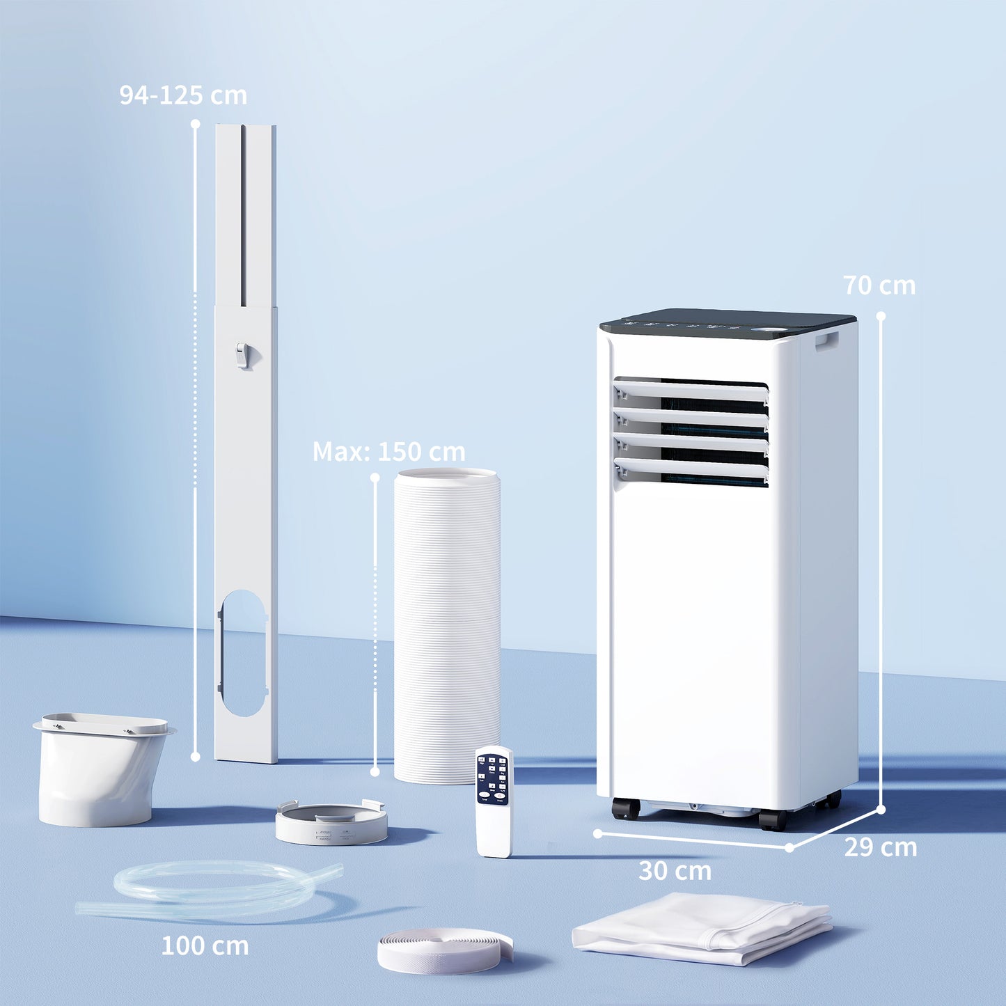 HOMCOM Portable Air Conditioner 9000 BTU, 4-in-1 AC Unit with Cool, Dehumidifier, Fan, Sleep Mode, WiFi Voice Remote Control