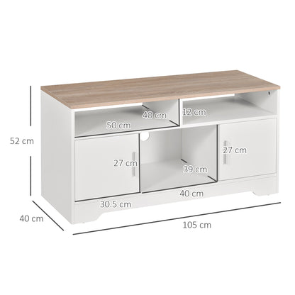 HOMCOM TV Stand Cabinet up to 50", Modern TV Unit with Storage, Open Shelves and Cable Management for Living Room, Bedroom, White