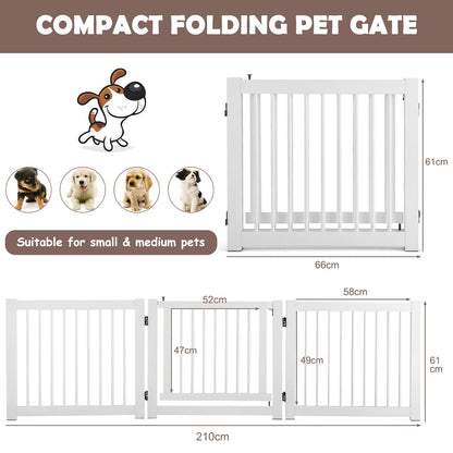 Freestanding Foldable Pet Gates with Lockable Door for Doorway Stairs