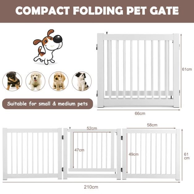 Freestanding Foldable Pet Gates with Lockable Door for Doorway Stairs